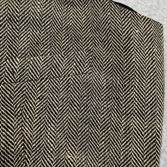 J Crew Ludlow Suit Vest Waistcoat Sz M Brown Herringbone Italian Linen 6 Button - Picture 6 of 12